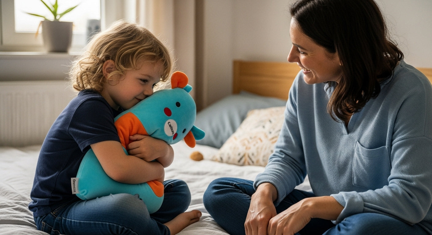 Kind mit Kuschelkissen