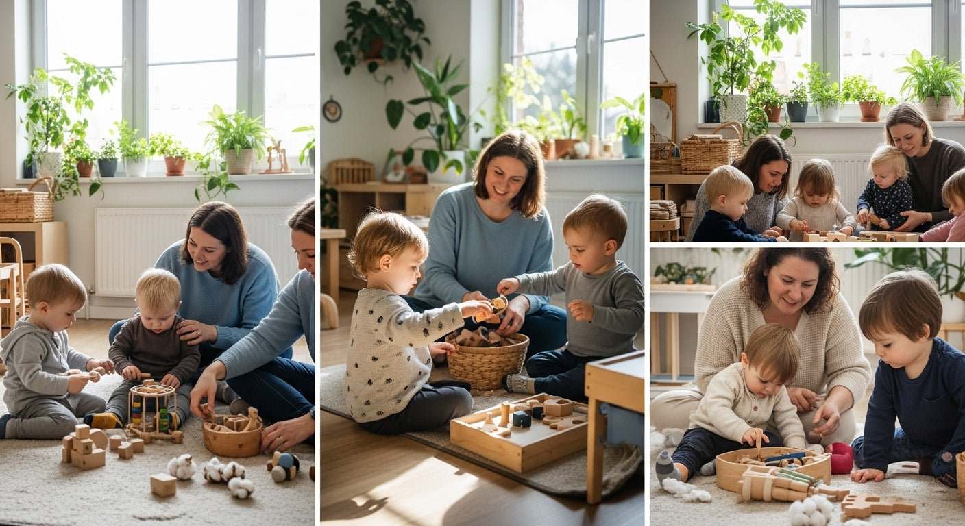Bio-Spielzeug, Kinder spielen, natürliche Materialien