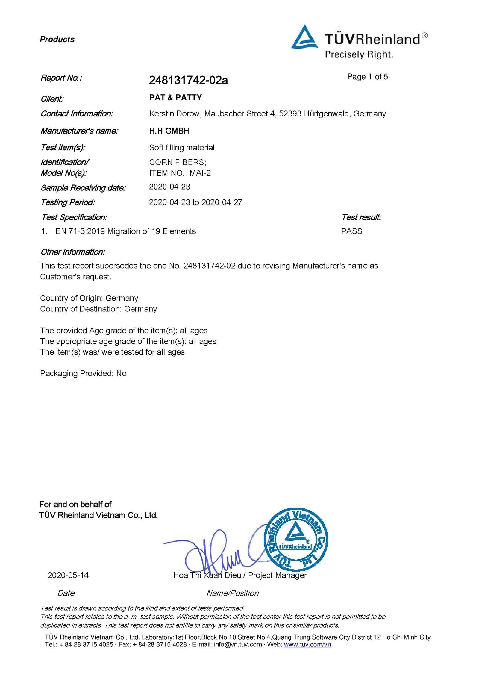 Bastelwatte aus 100% Maiswatte Füllwatte - PAT & PATTY