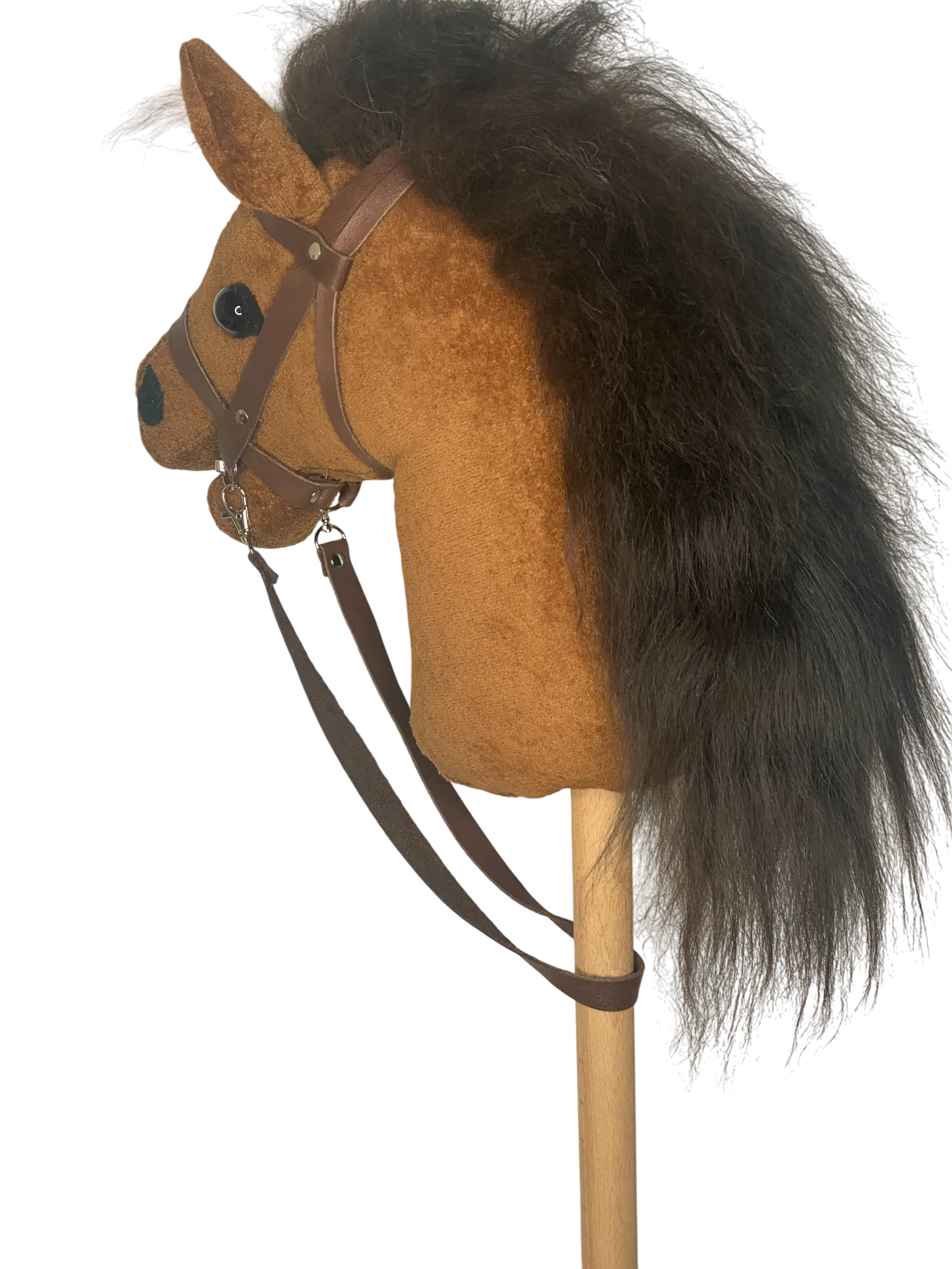 Bio Hobby Horse mit einem Gebiss aus Bio braune Baumwollsamt / Velvet von PAT & PATTY