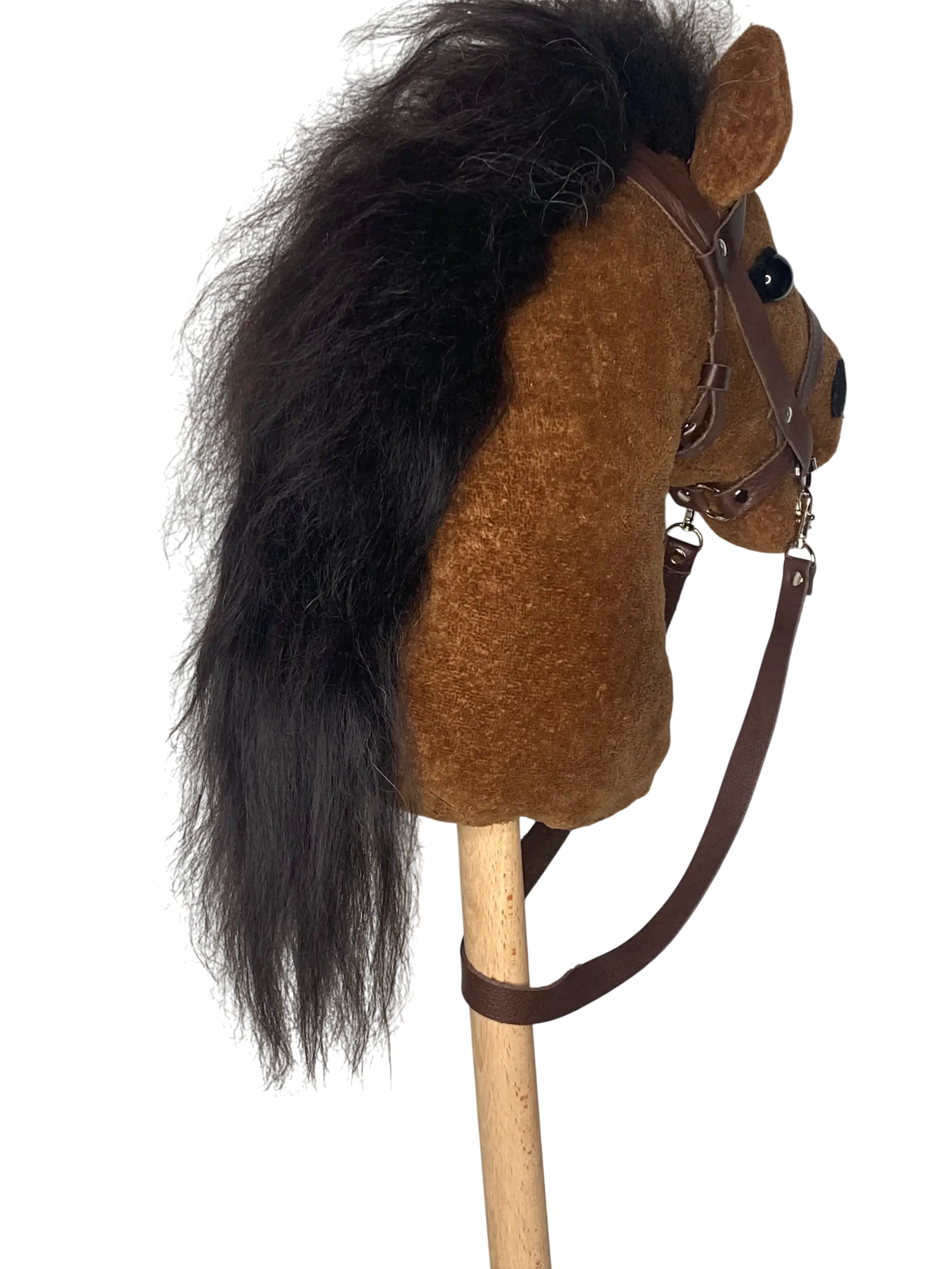 Bio Hobby Horse mit einem Gebiss aus braune Samt / Velvet GOTS zertifiziert von PAT & PATTY
