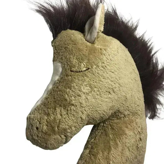 Seitenansicht: Bio Kuschelkissen Pferdekopf – weiches, handgemachtes Spielzeug aus Baumwolle von PAT & PATTY