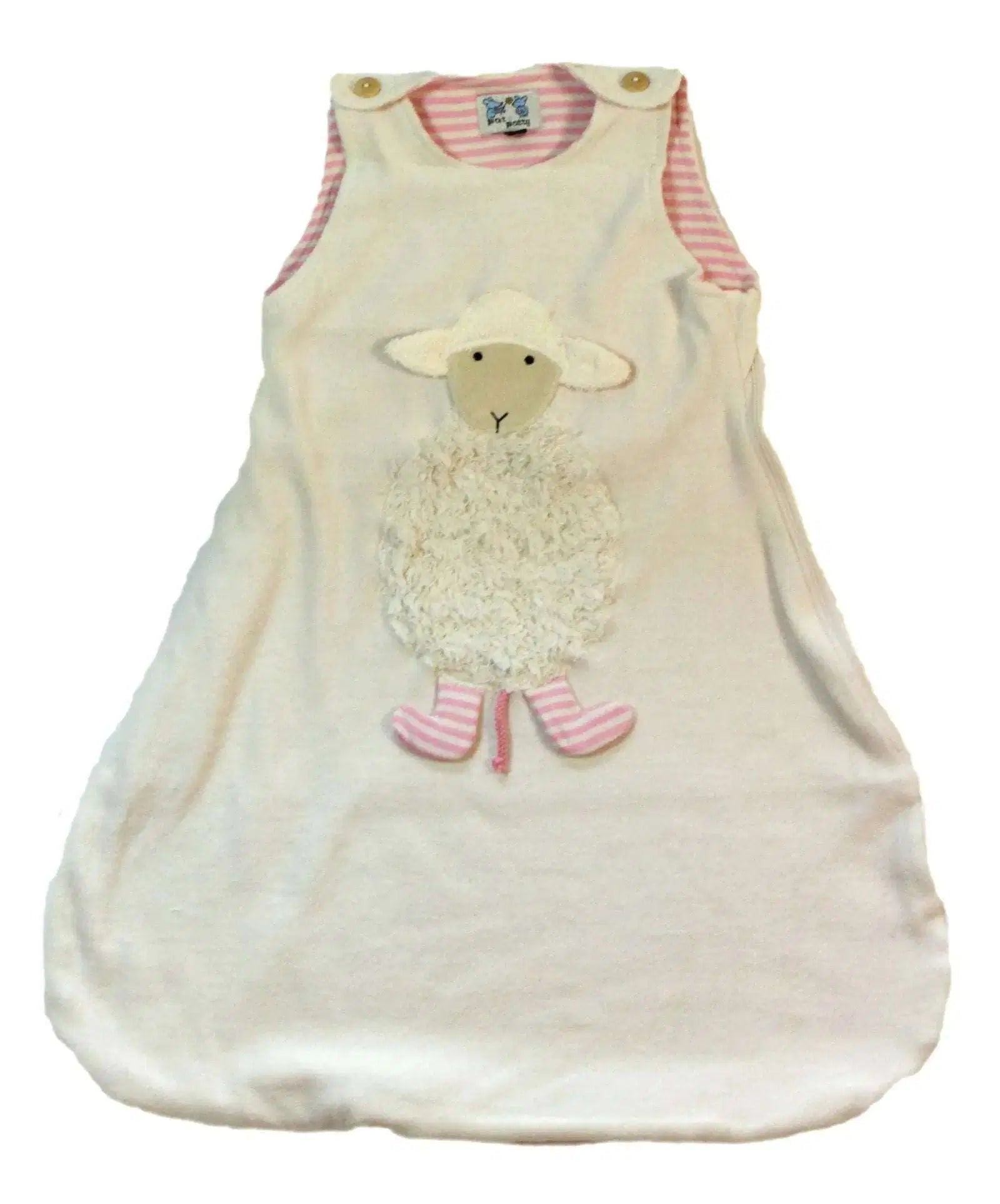 Detailansicht des Bio Schlafsacks "Schaf" aus Frottee – GOTS-zertifizierte Bio-Baumwolle, weich und atmungsaktiv von PAT & PATTY