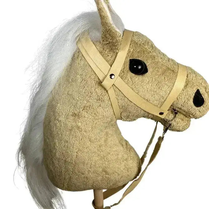 Hellbraunes Bio-Steckenpferd Zimtstern mit Gebiss â handgemachtes Reitspielzeug fĂŒr Kinder von PAT & PATTY
