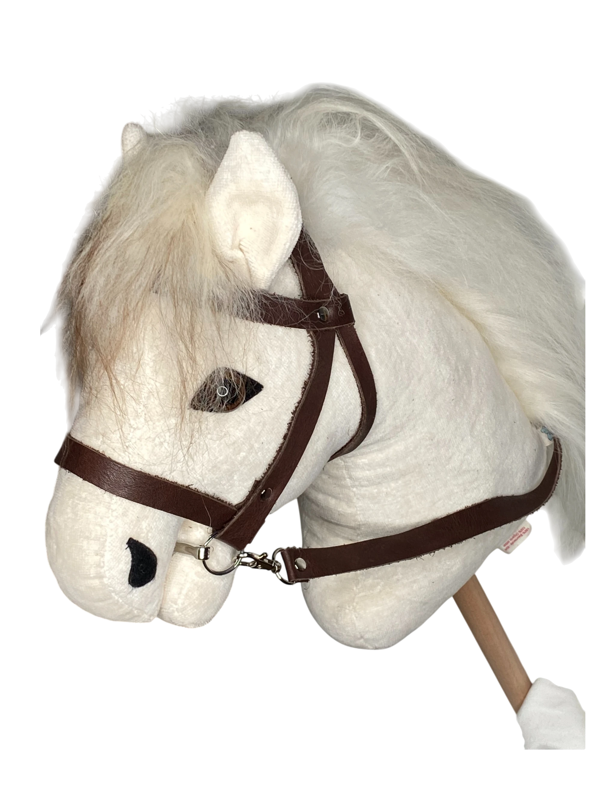 Bio Steckenpferd aus Baumwollsamt Zaumzeug Holzstock