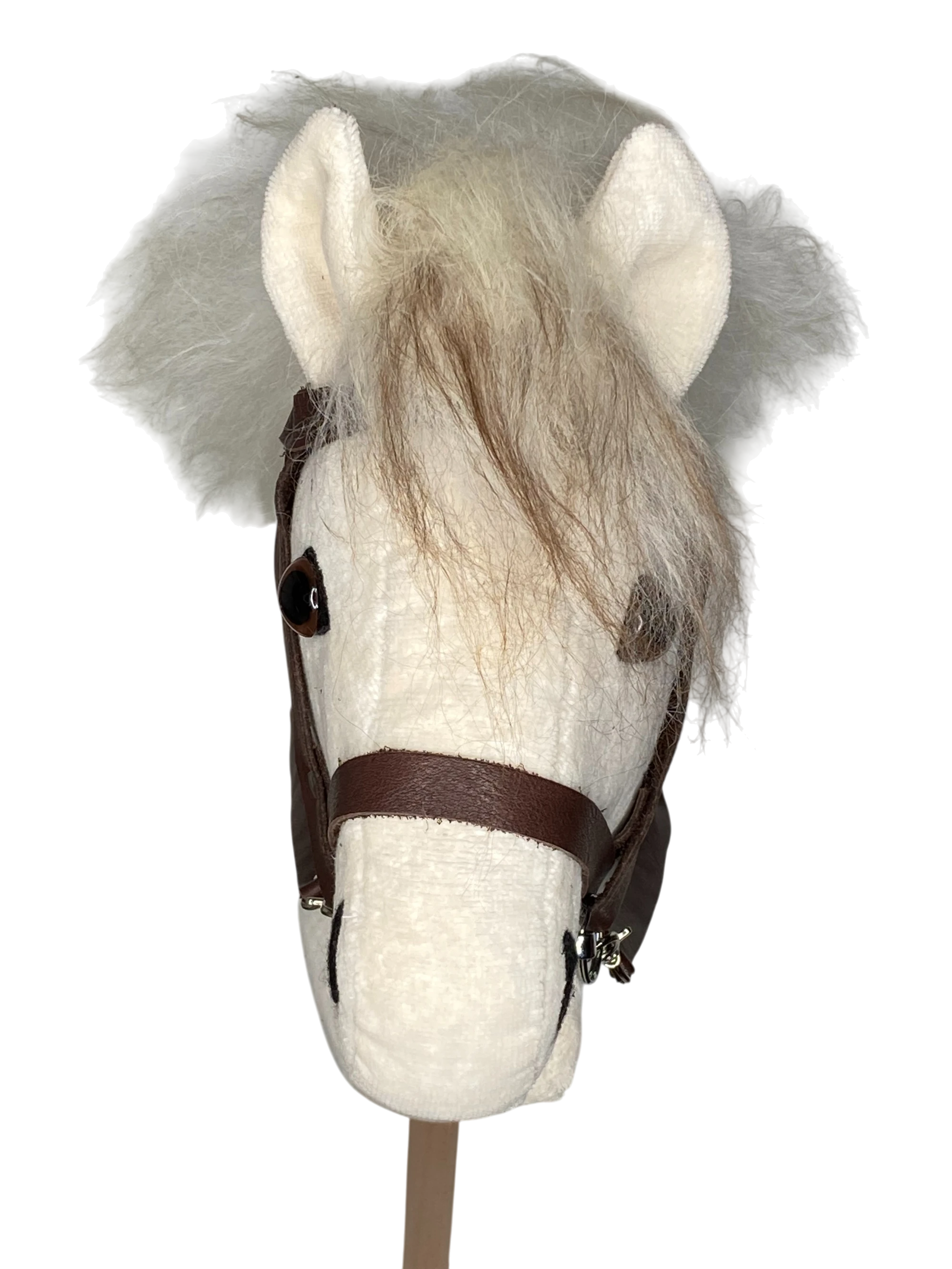 Bio Steckenpferd aus Baumwollsamt natur Mähne