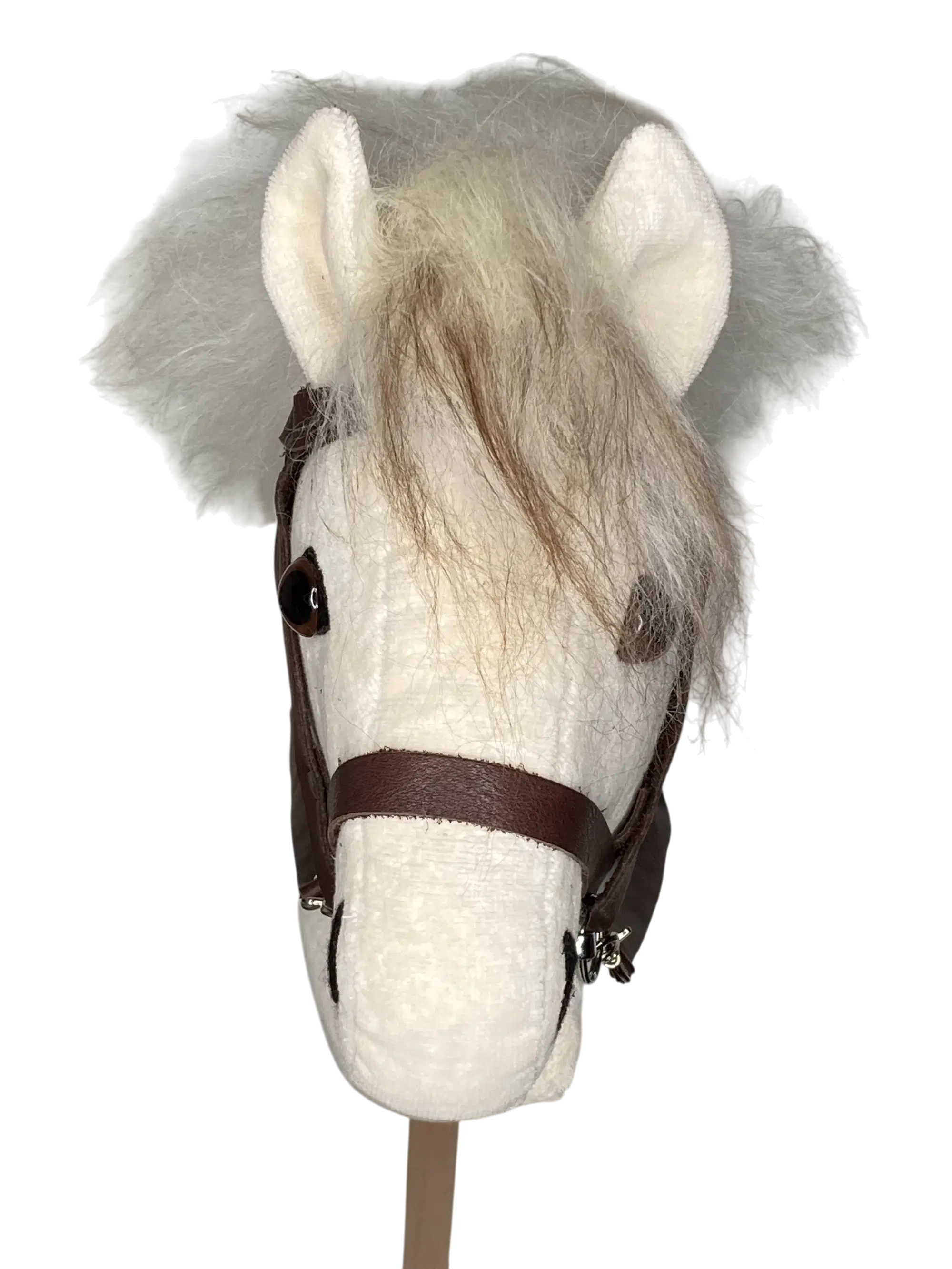 Bio Steckenpferd aus Baumwollsamt natur Mähne