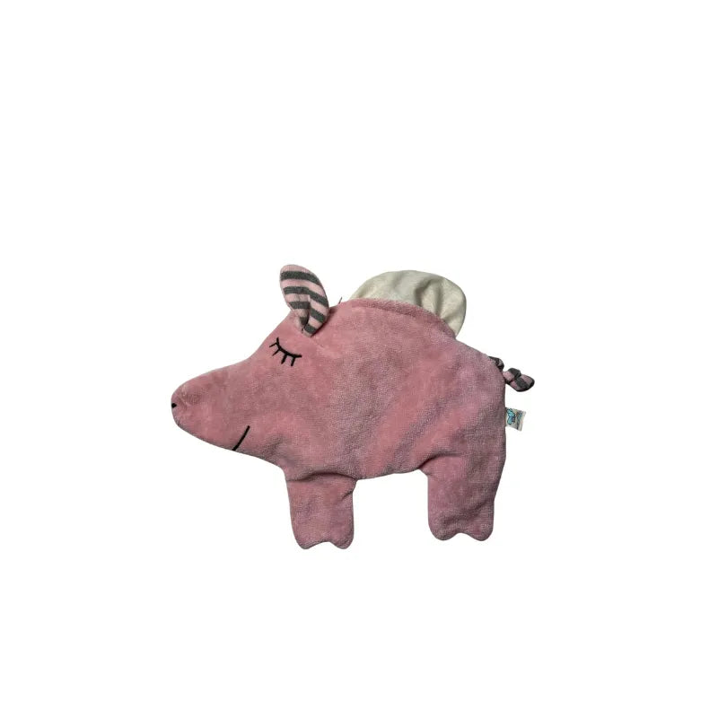 Bio Wärmekissen Schwein aus Bio-Baumwolle rosa Samt mit Kirschkernfüllung