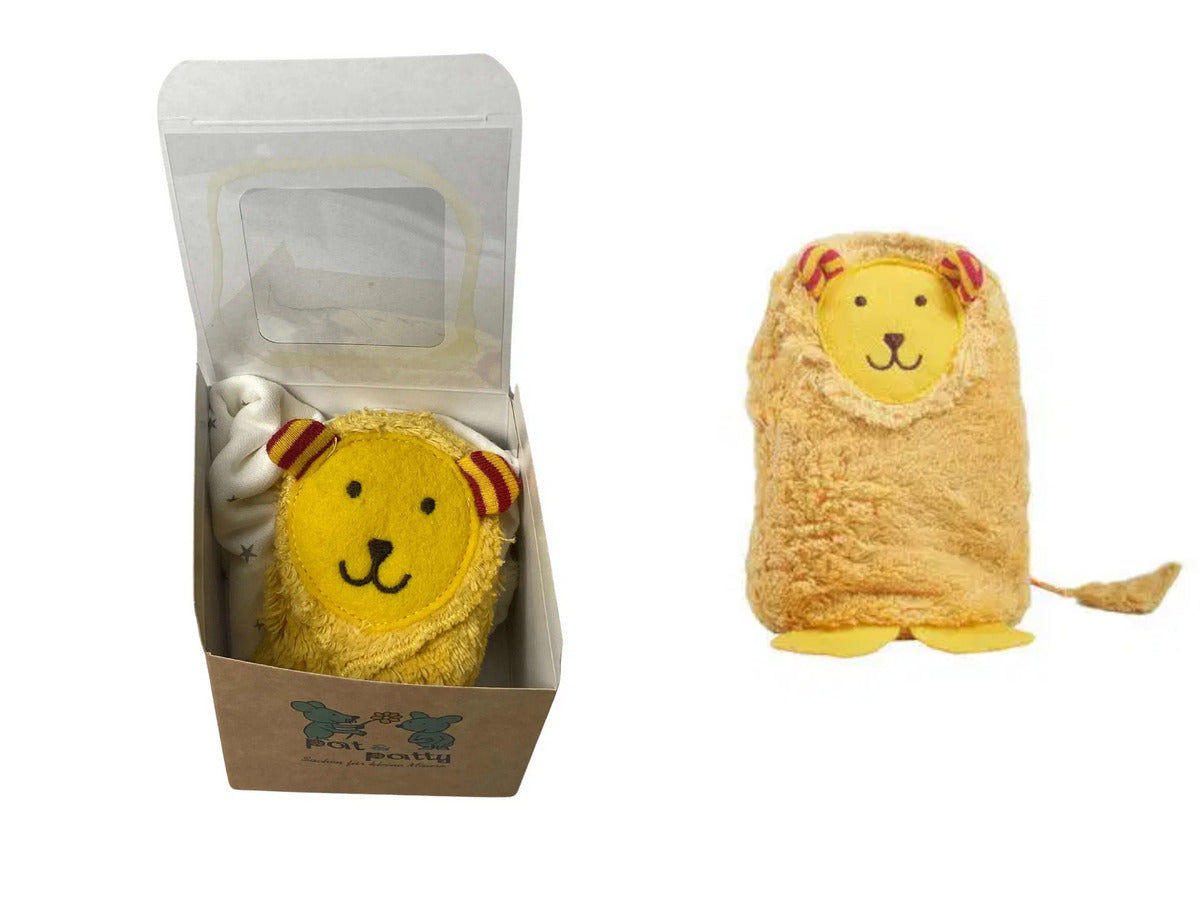Geschenkset Löwe â Bio Schmusetuch und Bio Lavendelkissen im Set, GOTS-zertifiziert, handgefertigt von PAT & PATTY