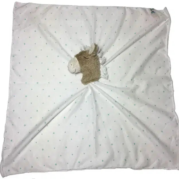 Hellblaues Bio Schmusetuch "Pferd" Mit Sternen – GOTS Zertifiziert Von PAT & PATTY