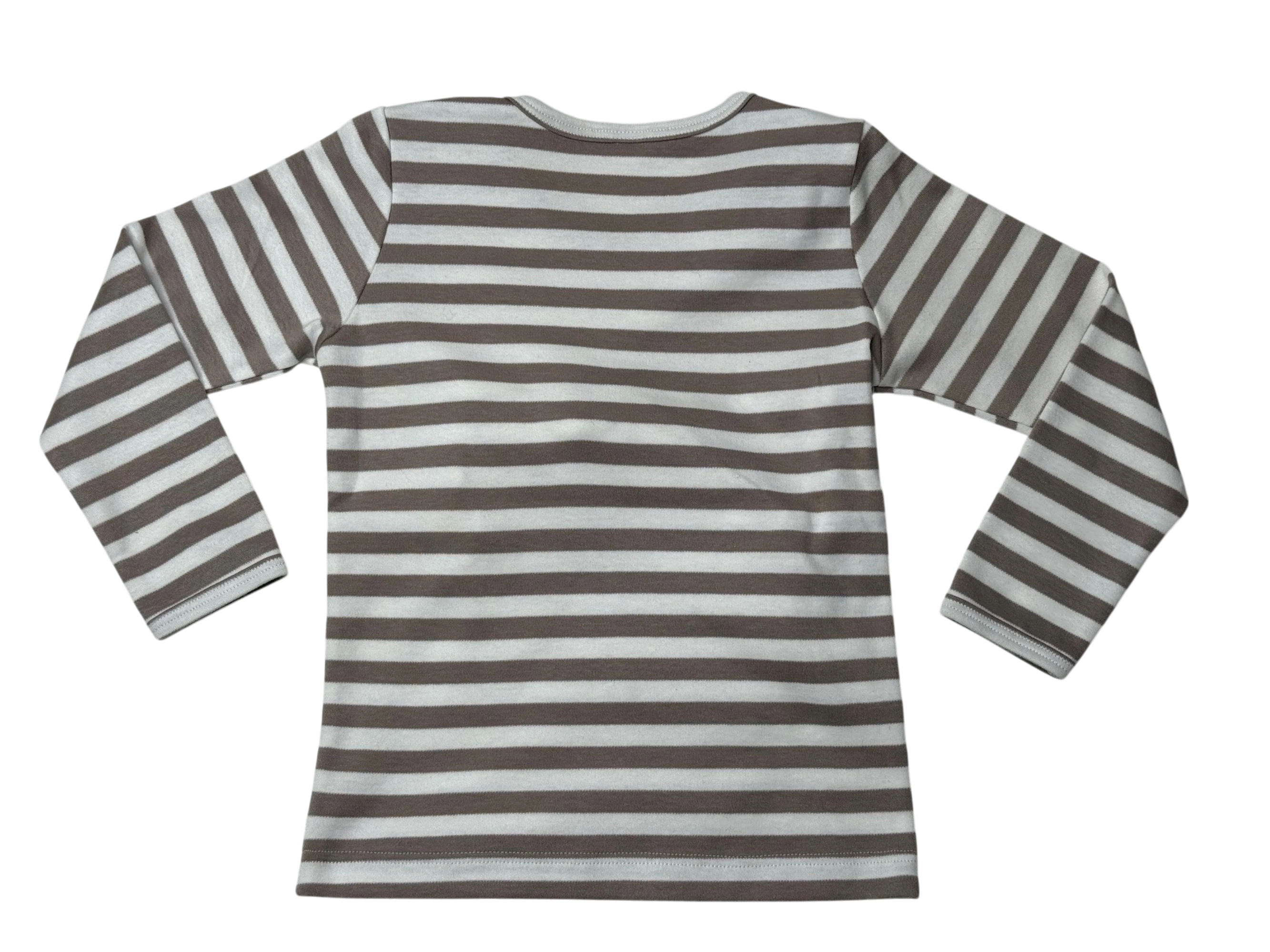Kinder-Langarm-gestreiftes Shirt aus Bio-Baumwolle mit Pferd-Applikation