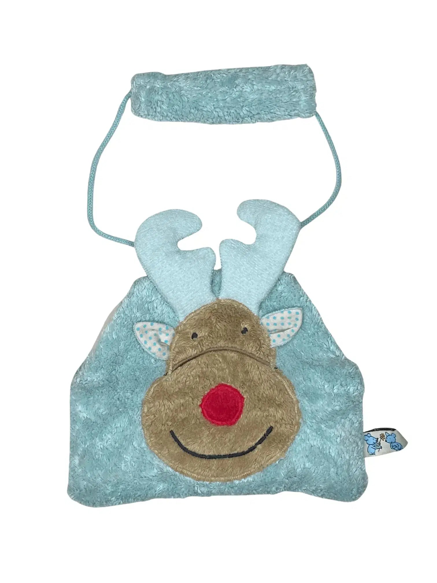 Ein Muff aus Bio Baumwolle mit Elch Motive im eisblau Farbe
