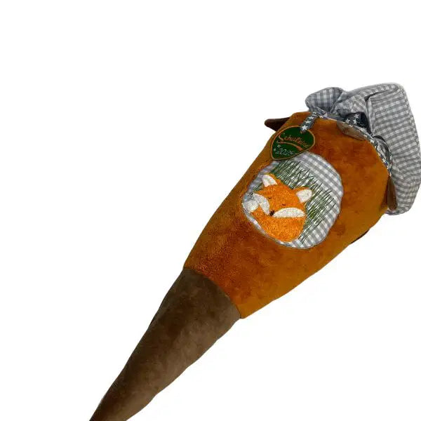 Waschbare, handgemachte Schultüte aus Stoff mit Fuchs-Design – wiederverwendbar und nachhaltig zur Einschulung von PAT & PATTY