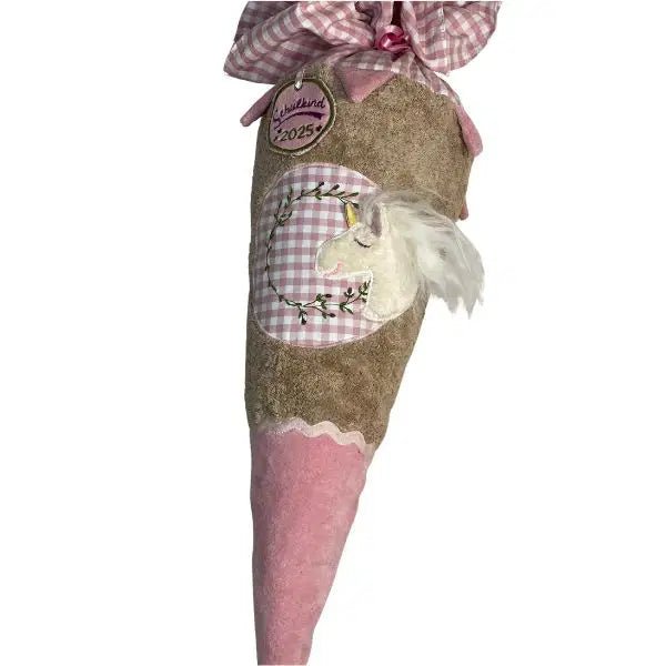 Schultüte aus Stoff Einhorn mit echte Mähne