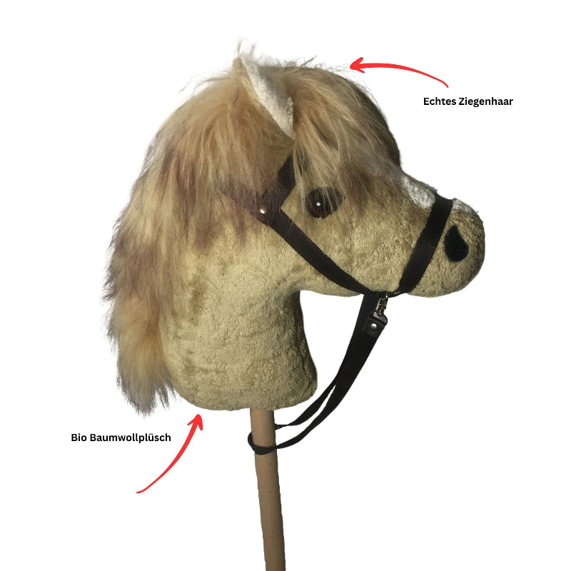 Steckenpferd hobbyhorse blondi mit echtes ziegenhaar