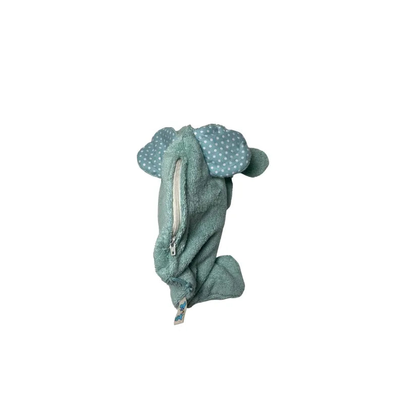 Bio-Wärmekissen Elefant aus eisblauem Frottee, waschbar – PAT & PATTY