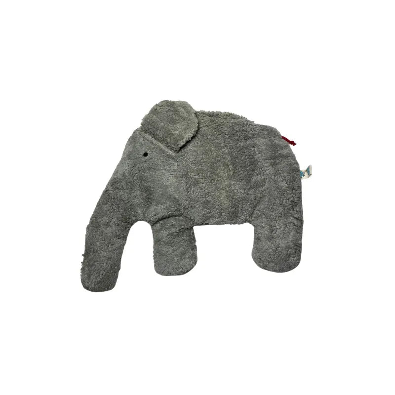 Bio-Wärmekissen Elefant aus grauem Plüsch – PAT & PATTY