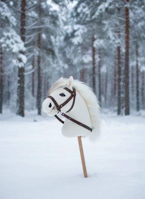 Bio Hobby horse Marshmallow in Winterlandschaft