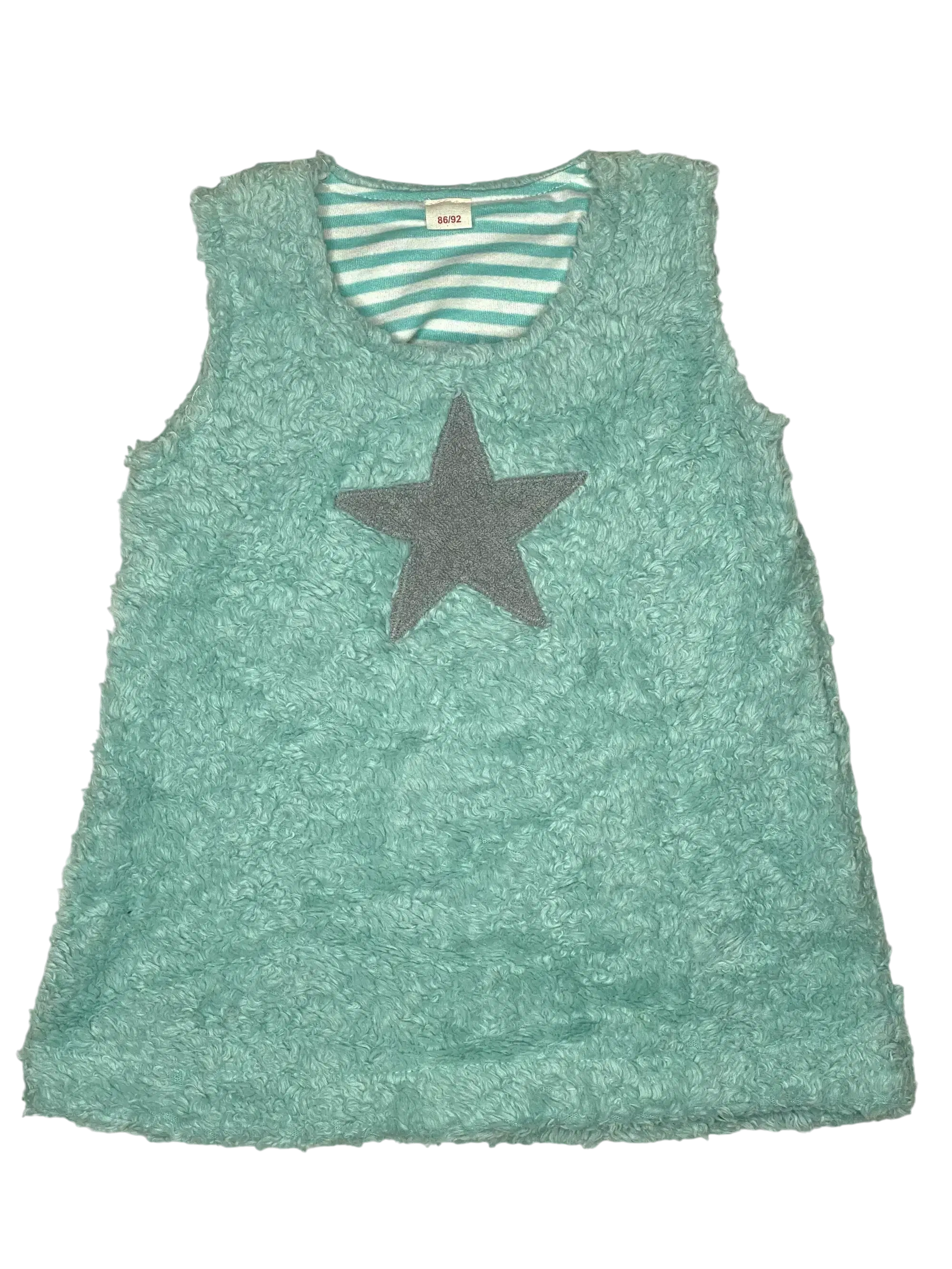 eisblau Plüschkleid mit Stern Applikation