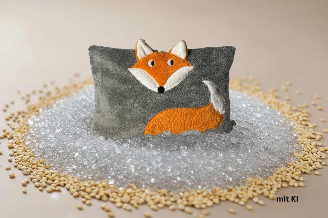Bio Kuschelkissen Fuchs aus Baumwolle – Spelzfüllung, GOTS