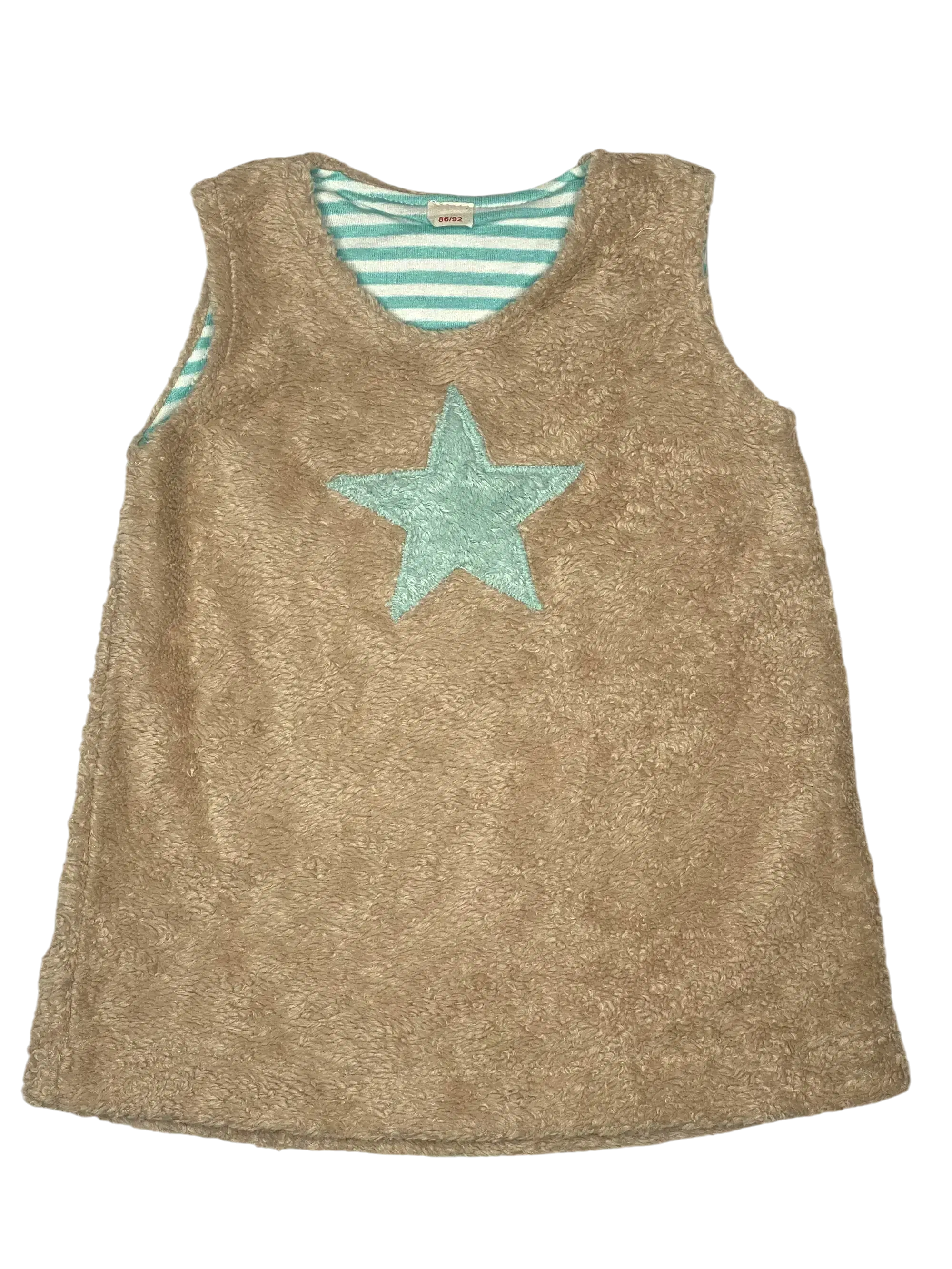 hellbraun Plüschkleid mit Stern Applikation