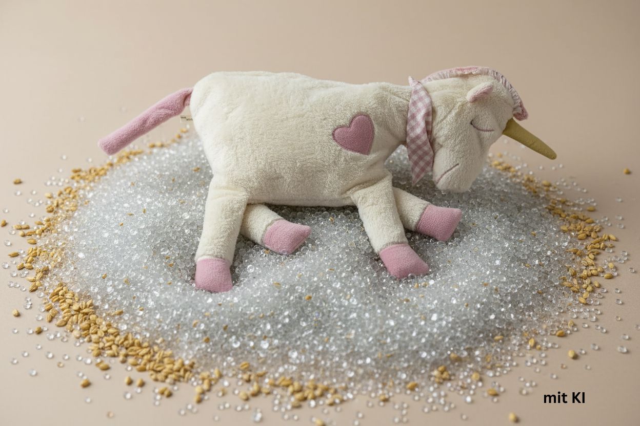 Bio Kuschelkissen Einhorn XXL aus Baumwolle – Spelzfüllung, GOTS