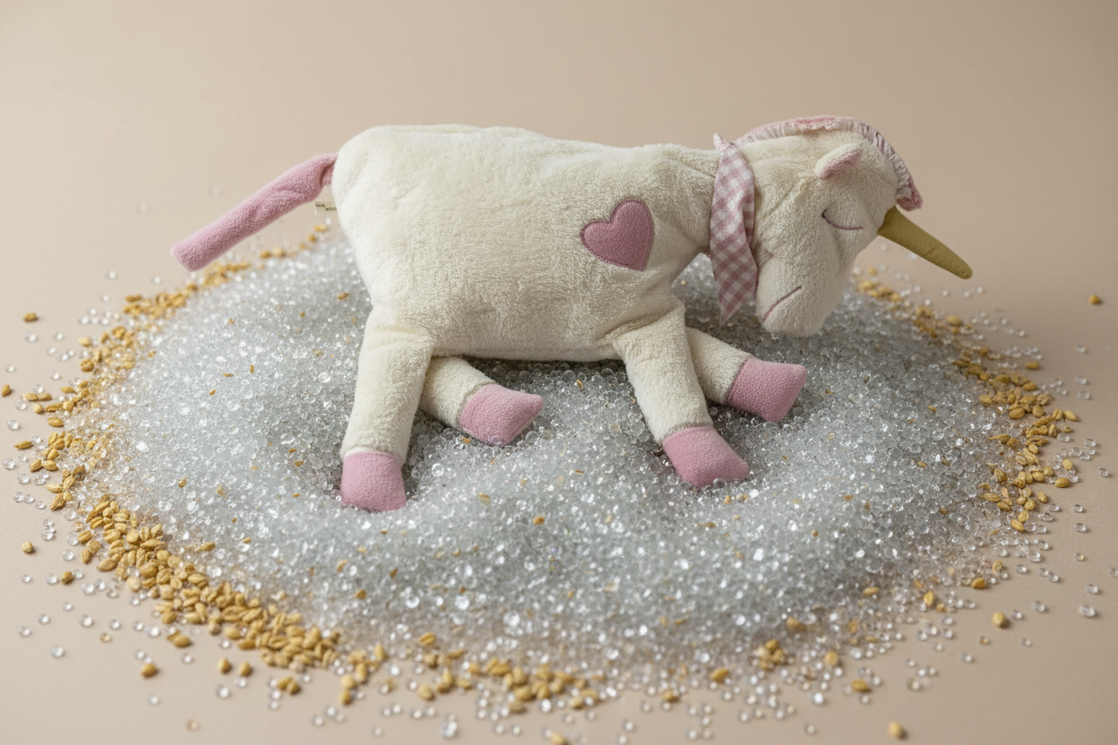 Kuschelkissen Einhorn mit Mikro Glasperlen und Hirsespelz