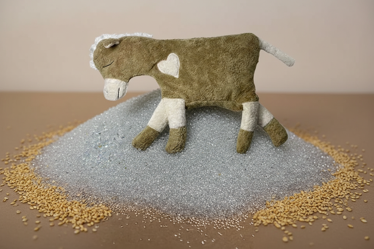 Kuschelkissen Pferd hellbraun mit Mikro Glasperlen und Hirsespelz