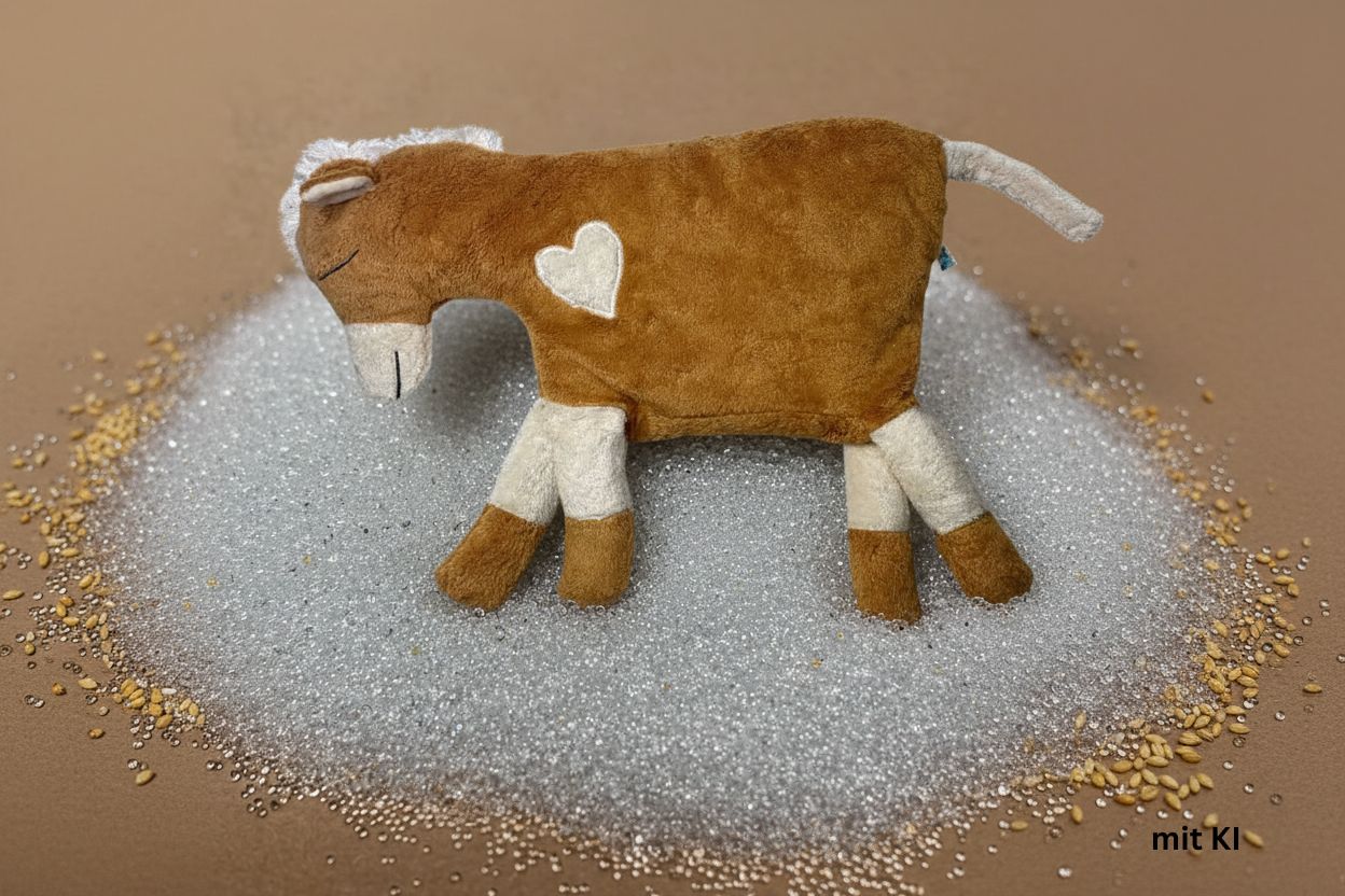 Kuschelkissen Pferd messing mit Mikro Glasperlen und Hirsespelz