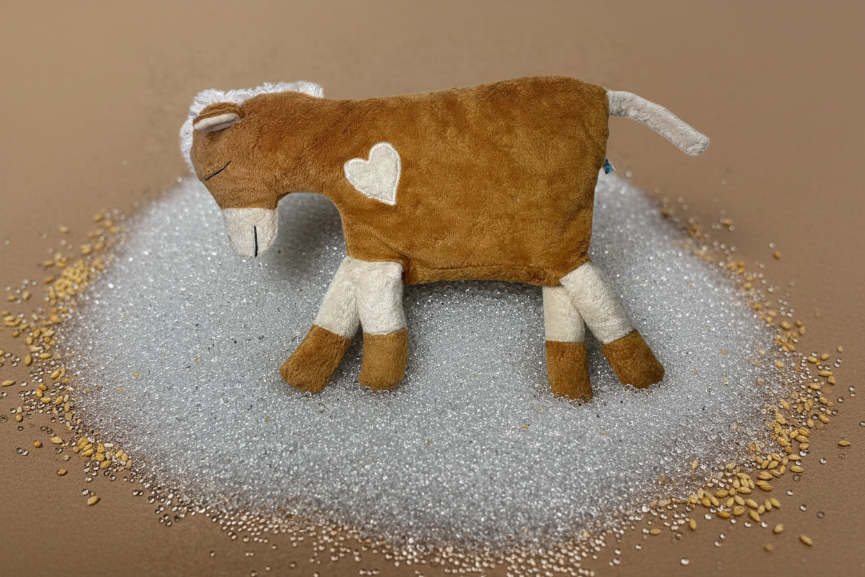 Kuschelkissen Pferd messing mit Mikro Glasperlen und Hirsespelz