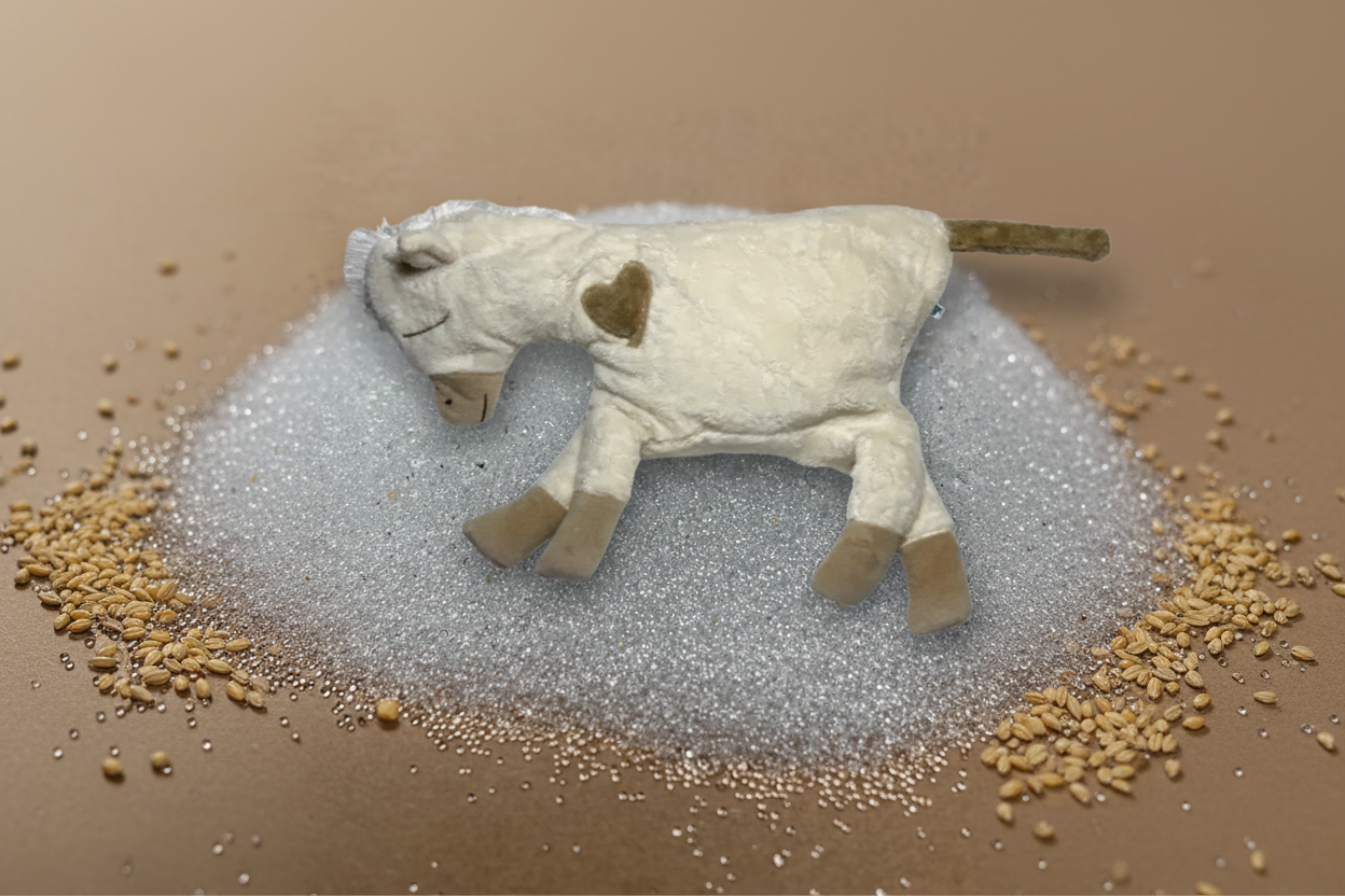 Bio Kuschelkissen Pferd naturweiĂ mit Mikro Glasperlen und Hirsespelz