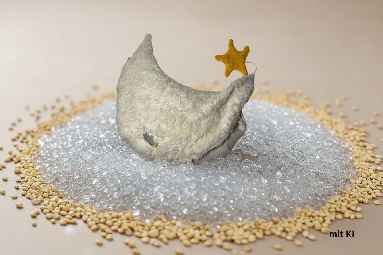 Bio Kuschelkissen Mond Nackenkissen aus Baumwolle – Spelzfüllung, GOTS