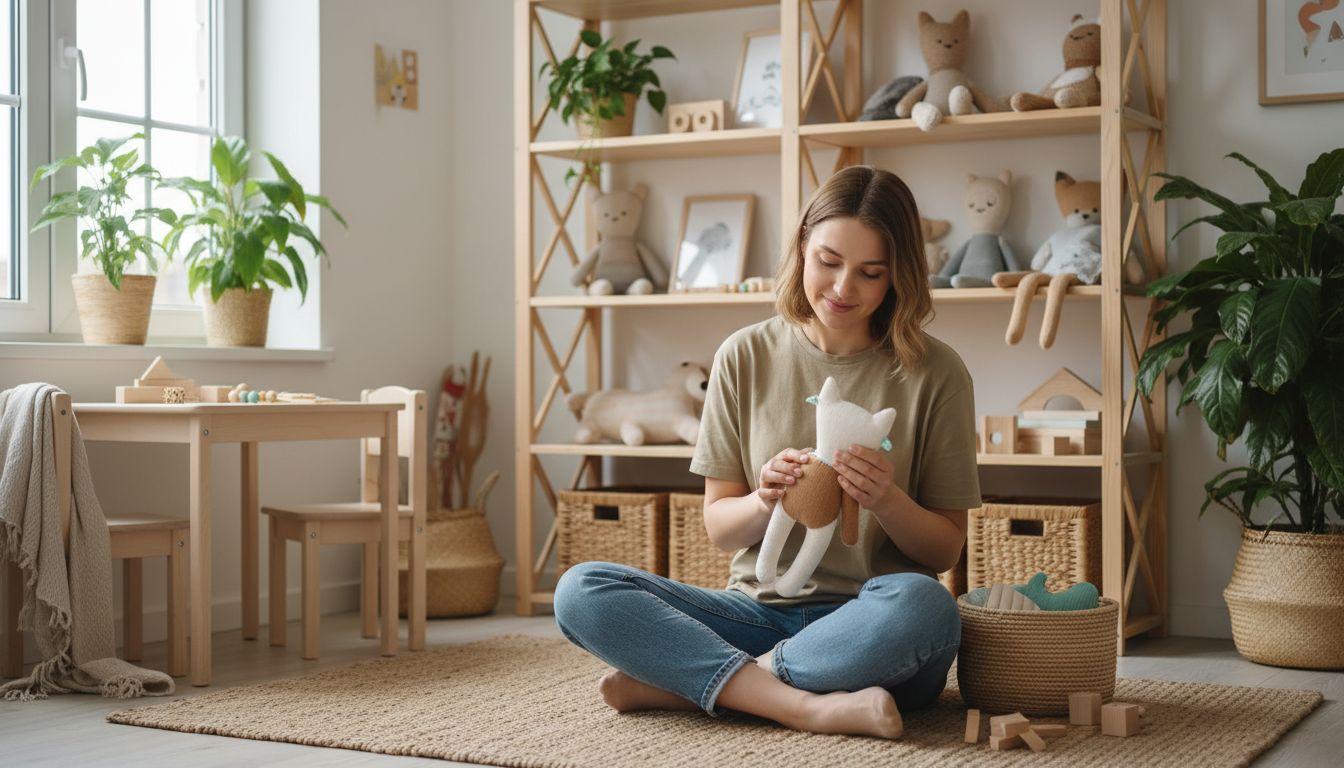 Mutter Kind Kuscheltier Pflege