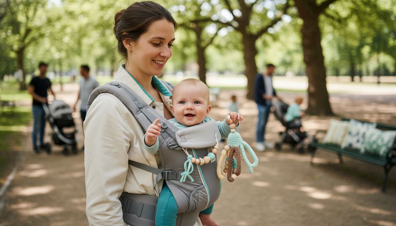 Baby mit Tragespielzeug