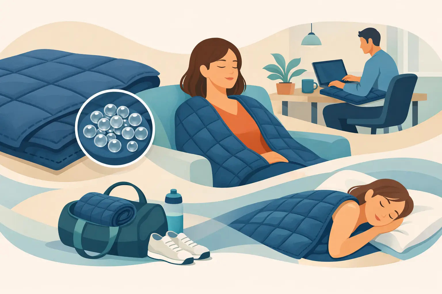 Gewichtskissen mit Glasperlen im Alltag