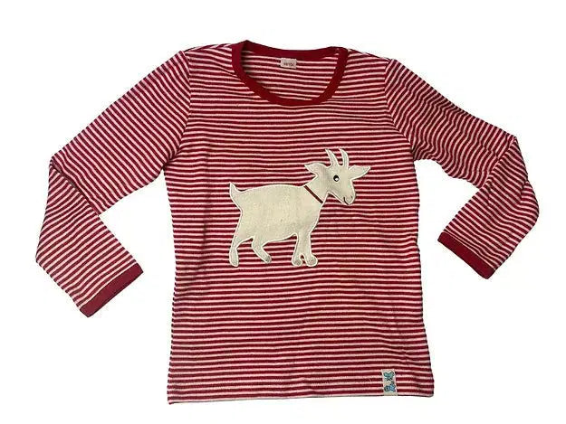 Bio Langarmshirt "Ziege" für Kinder – aus zertifizierter Bio-Baumwolle von PAT & PATTY, nachhaltig und handgemacht