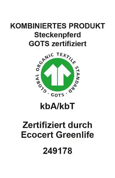 GOTS-zertifiziertes Bio-Steckenpferd Abraxas mit Gebiss – handgemachtes, nachhaltiges Spielzeug für Kinder von PAT & PATTY