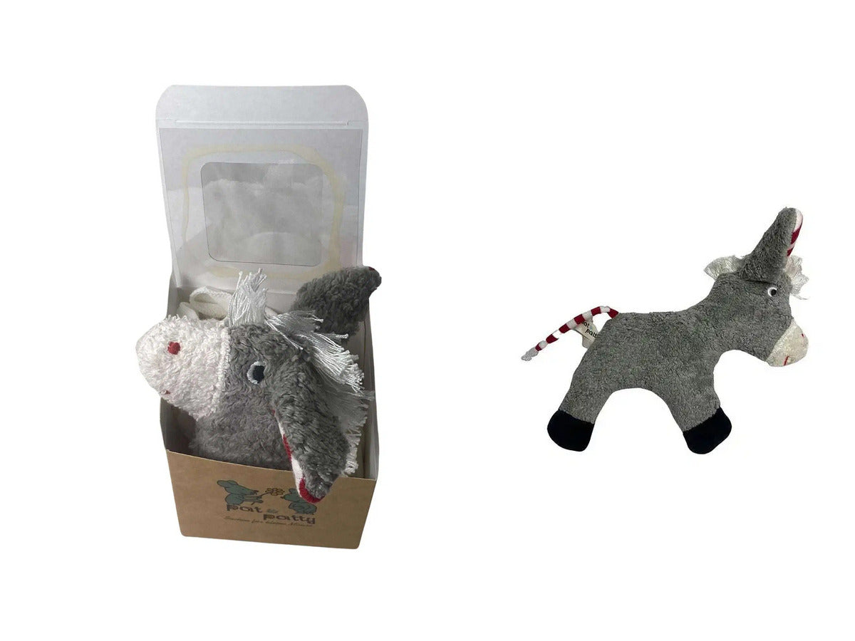 Geschenkset Esel – Bio Schmusetuch und Bio Rassel im Set, GOTS-zertifiziert, handgefertigt von PAT & PATTY
