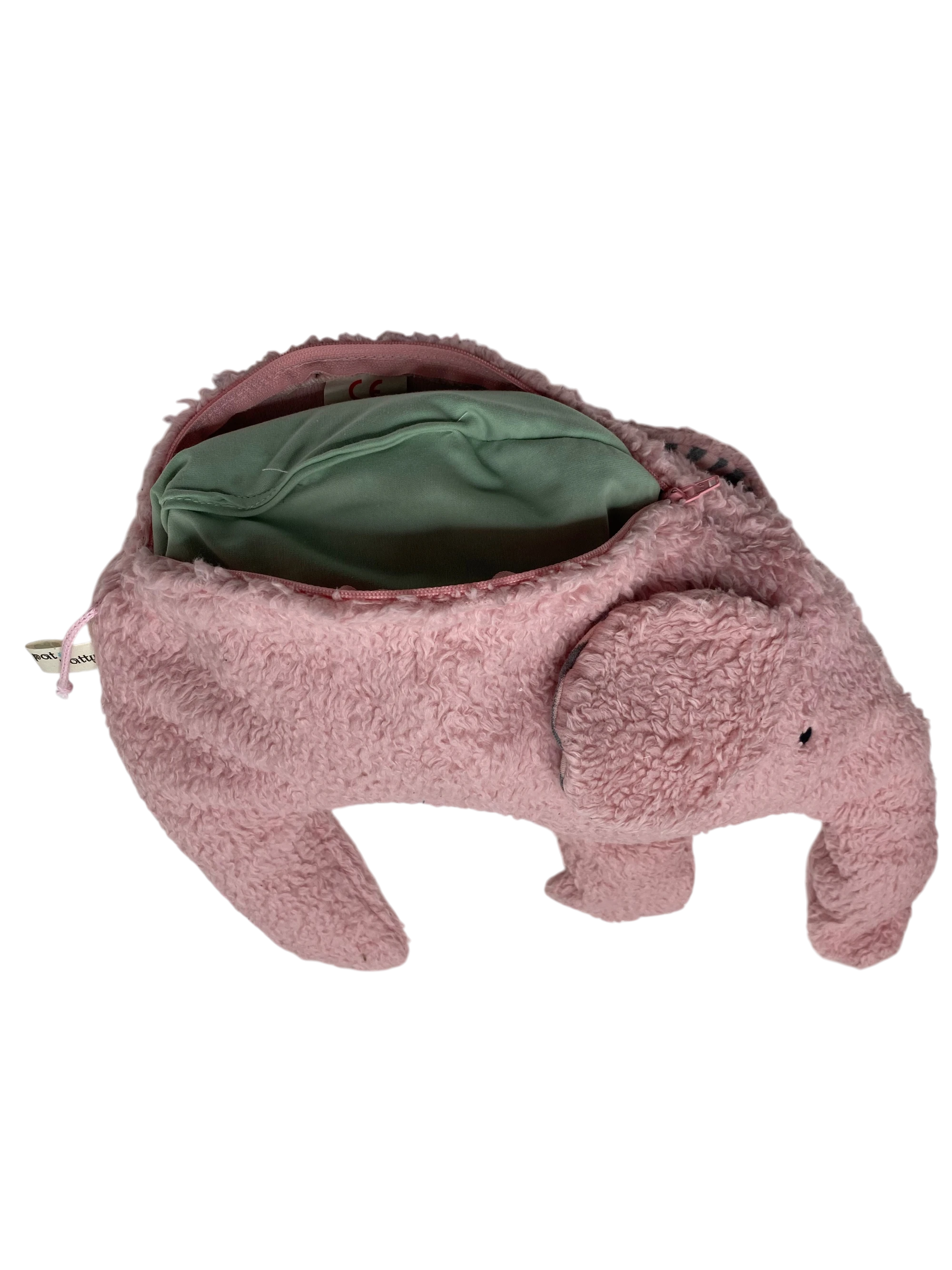 Kuschelkissen Elefant aus rosa Plüsch mit eine Inlet