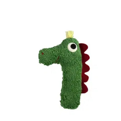 Mini Bio Rassel Mit Drachenmotiv – Handgemacht Aus GOTS Zertifizierter Baumwolle Von PAT & PATTY