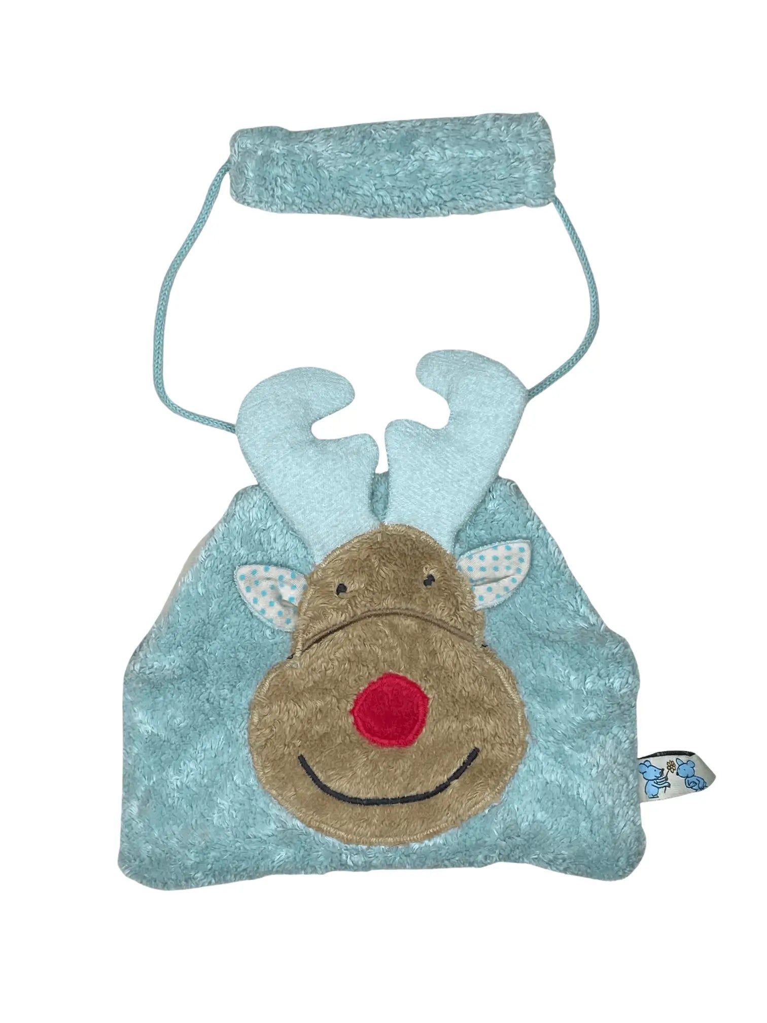 Ein Muff aus Bio Baumwolle mit Elch Motive im eisblau Farbe