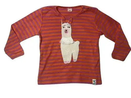 Bio Streifen langarmshirt mit Alpaka Applikation