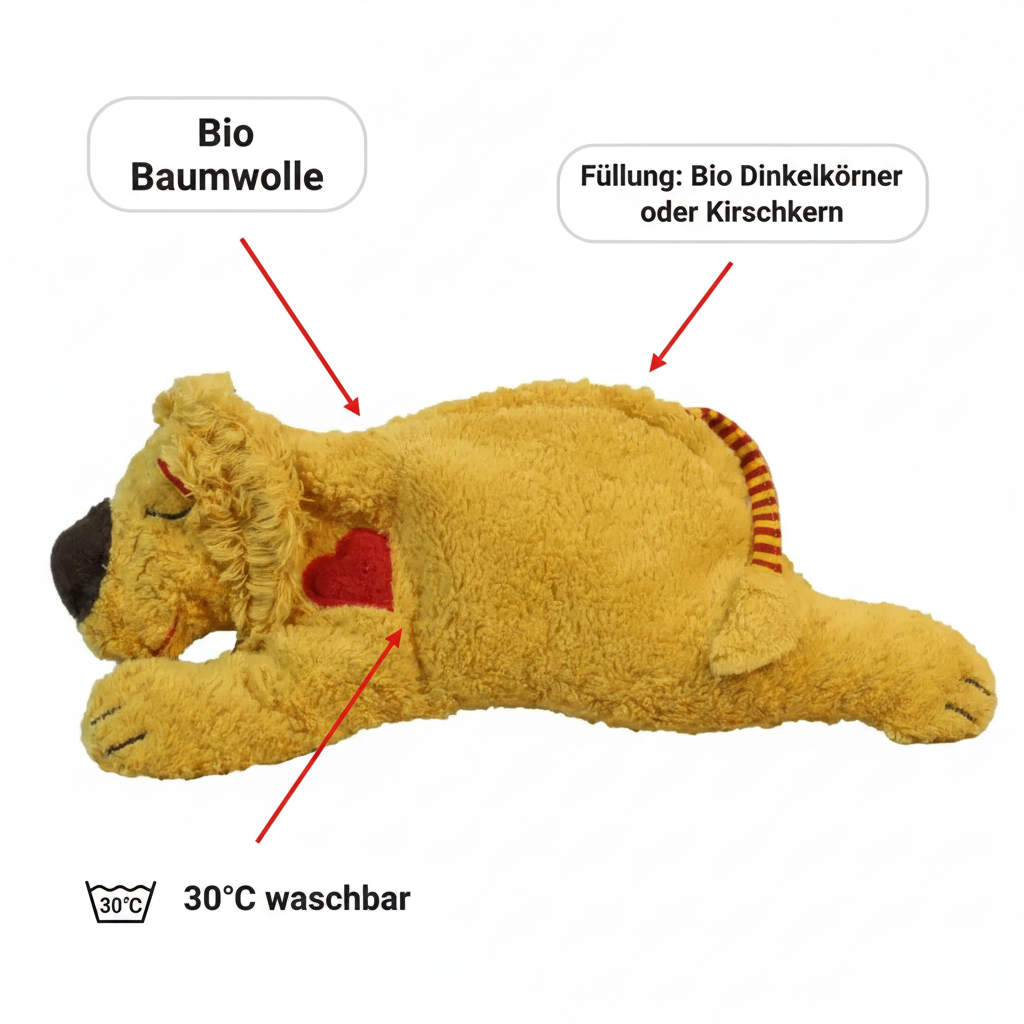Bio-Wärmekissen Löwe aus weichen Naturmaterialien von PAT & PATTY