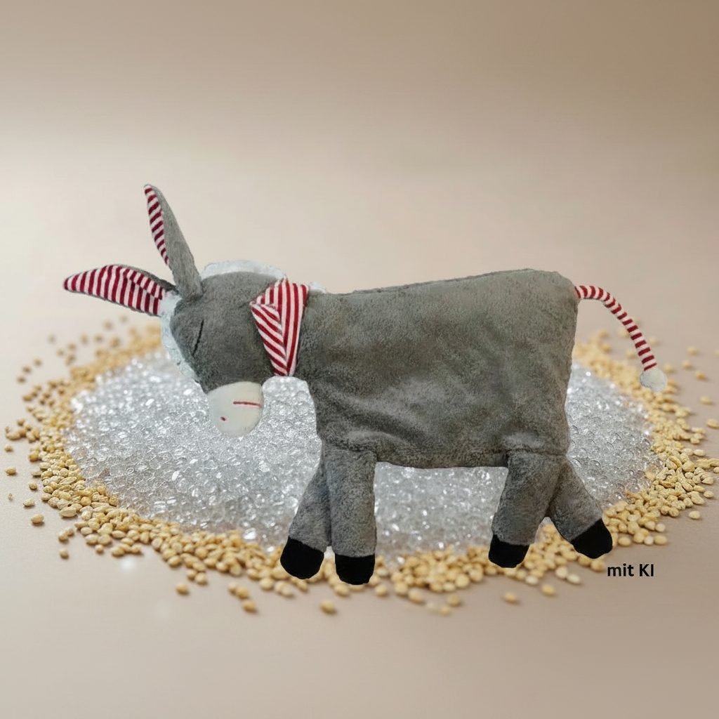 Bio Kuschelkissen Esel aus Baumwolle – Spelzfüllung, Bio