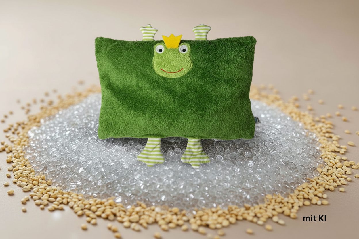 Bio Kuschelkissen Frosch aus Baumwolle – Spelzfüllung, GOTS