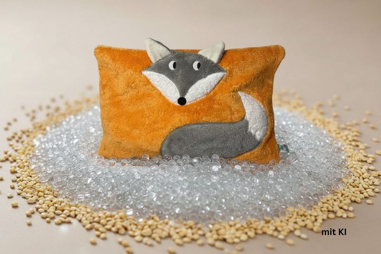 Bio Kuschelkissen Fuchs aus Baumwolle – Spelzfüllung, GOTS