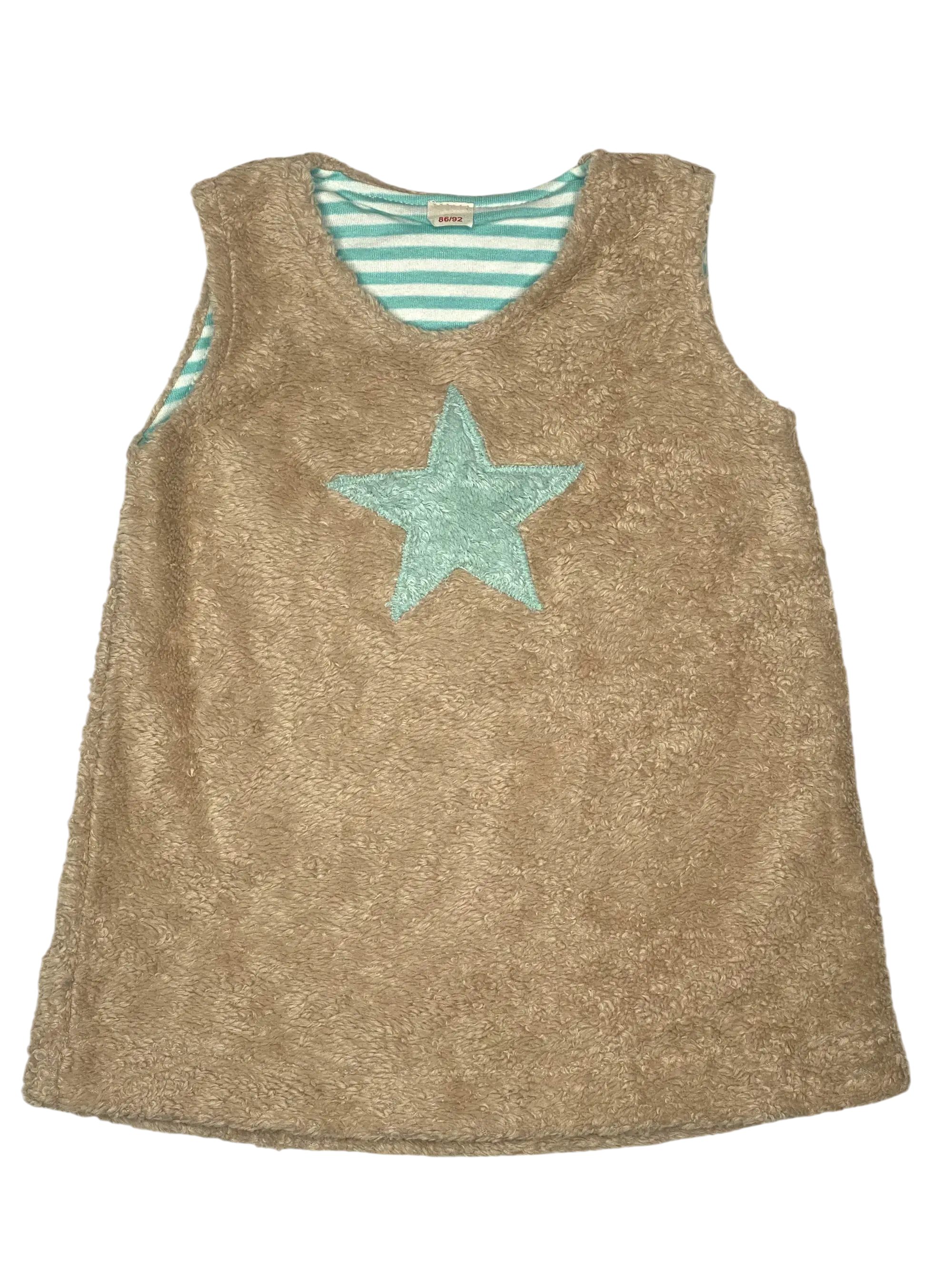 hellbraun Plüschkleid mit Stern Applikation