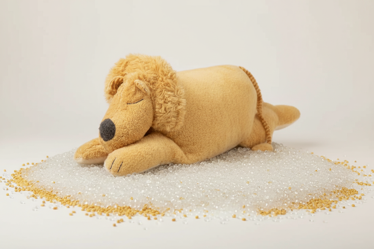 Kuschelkissen Löwe mit Mikro Glasperlen und Hirsespelz